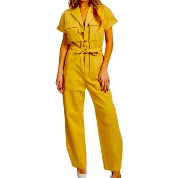 EVERY Pants - EVERY Yellow Button-Front Jumpsuit Read All